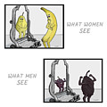 Body Image - What Women Versus Men See in the Mirror illustrated by fruit cartoons